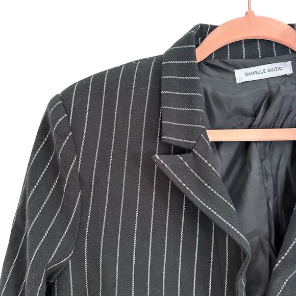 Danielle Guizio Oversized Black Pinstripe Blazer Classic Minimalist Quiet Luxury - Picture 14 of 16